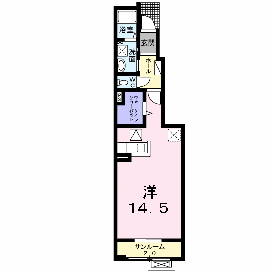 フェイシス横越Ⅱ(ワンルーム/1階)の間取り写真