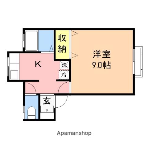 カムールヒロB(1K/1階)の間取り写真