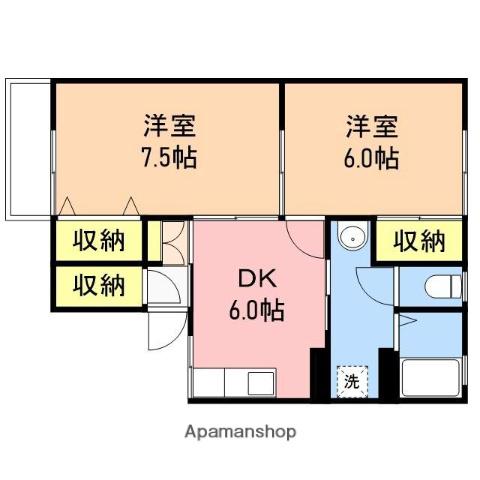 ニューヘブン石山(2DK/1階)の間取り写真