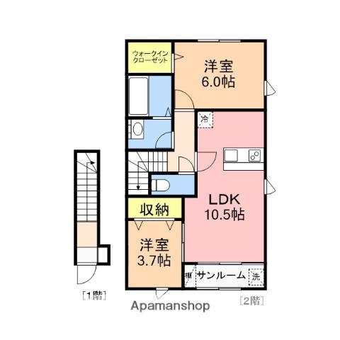 ロサージュⅢ(2LDK/2階)の間取り写真