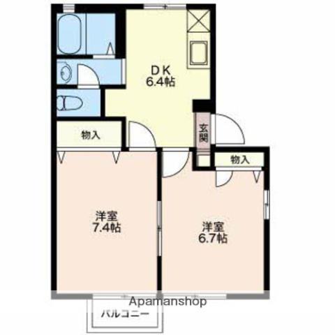 ユピテル石動(2DK/1階)の間取り写真