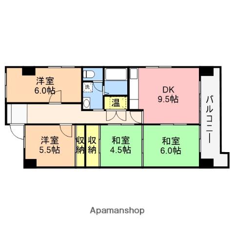 ユートピアレジデンス幸西A(4DK/5階)の間取り写真