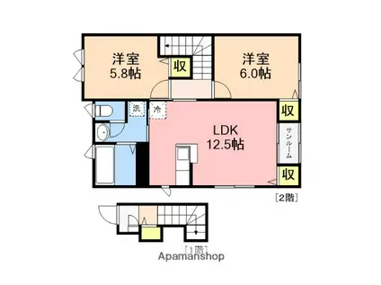 パークホームズ小張木(2LDK/2階)の間取り写真