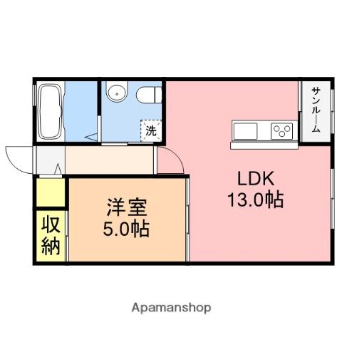 トリニティ南笹口(1LDK/1階)の間取り写真