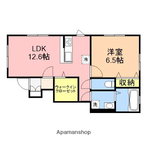 オークリー船戸山(1LDK/1階)の間取り写真