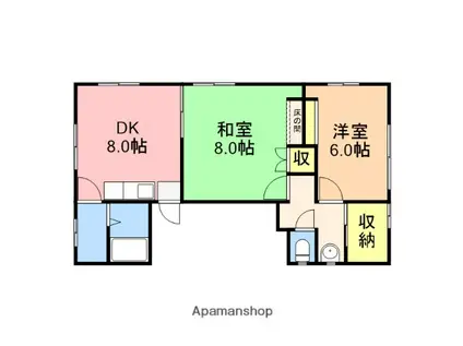 紋勇ビルマンション(2DK/5階)の間取り写真