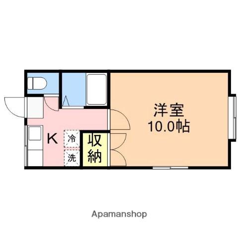 ブリリアントⅠ(1K/2階)の間取り写真