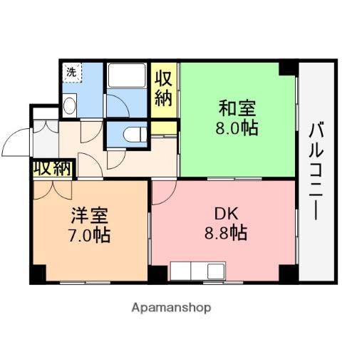 エスポワール新潟(2DK/3階)の間取り写真