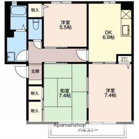 グッドライフ元町D(3DK/1階)の間取り写真