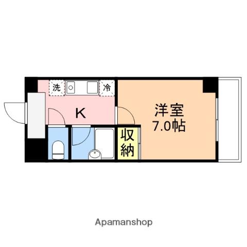 ワンノール堀之内(1K/3階)の間取り写真