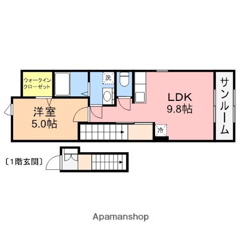 三恵館A(1LDK/2階)の間取り写真