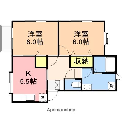 メゾンマルワⅠ(2K/2階)の間取り写真