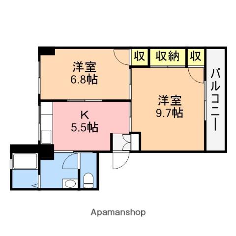 シティパレス新潟(2K/4階)の間取り写真