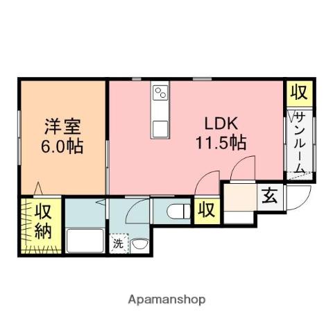 ラソールA(1LDK/1階)の間取り写真