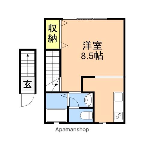 エトワール長潟(ワンルーム/2階)の間取り写真