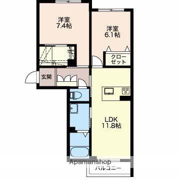 シャーメゾン女池上山(2LDK/3階)の間取り写真