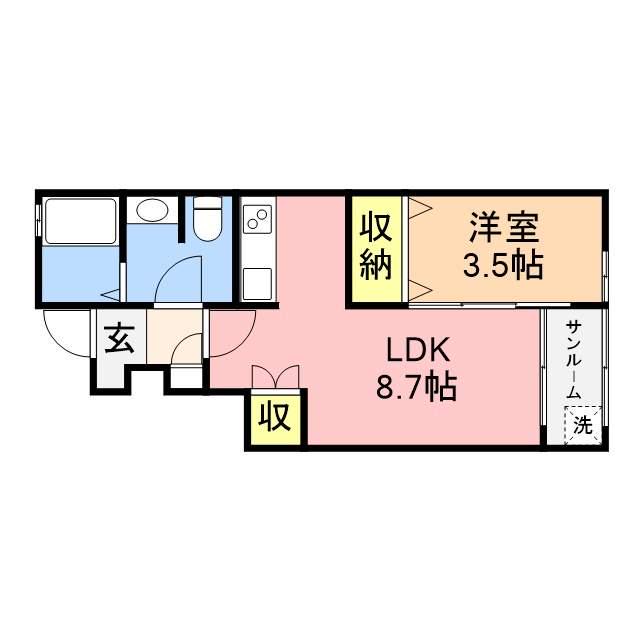 カルム アヴェニュー(1LDK/1階)の間取り写真