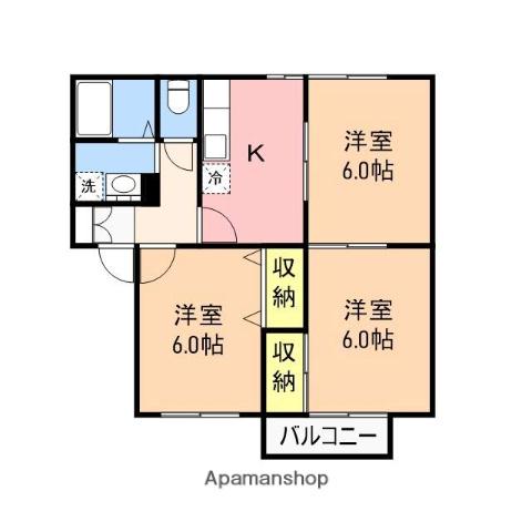 ボヌール21(3K/2階)の間取り写真