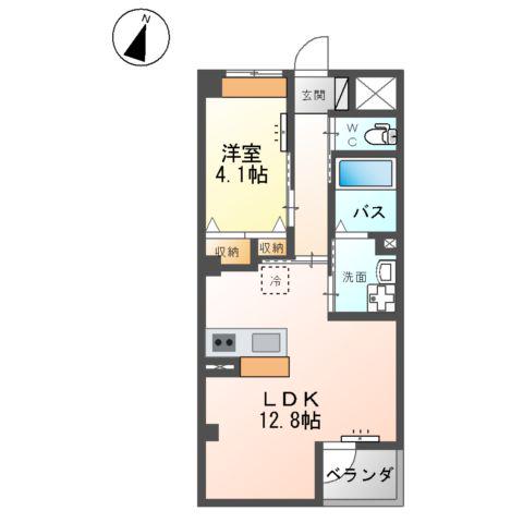 コンフェティ(1LDK/4階)の間取り写真