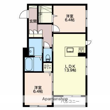 フェリシード(2LDK/1階)の間取り写真