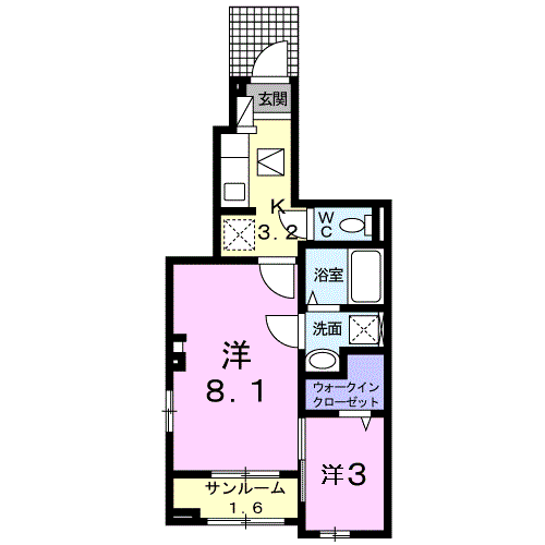 イル・ベネーレ(2K/1階)の間取り写真