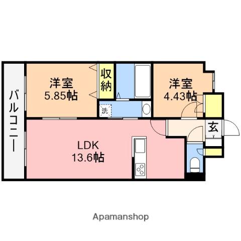 モーント米山弐番館(2LDK/6階)の間取り写真