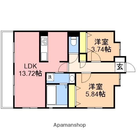 モーント米山弐番館(2LDK/3階)の間取り写真