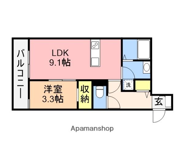 FIERTE(1LDK/2階)の間取り写真