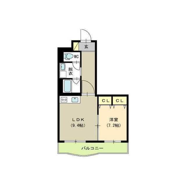 パークサイドグリッター弁天(1LDK/2階)の間取り写真