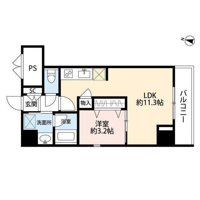 パークソレイユ弐番館(1LDK/5階)の間取り写真