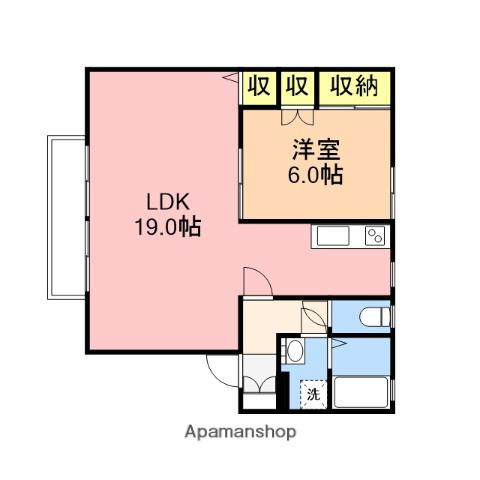 ハイツ峰C(1LDK/1階)の間取り写真