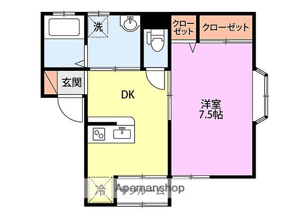 プリムローズ(1DK/1階)の間取り写真