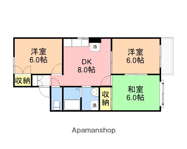 パステルクラブ(3DK/1階)の間取り写真