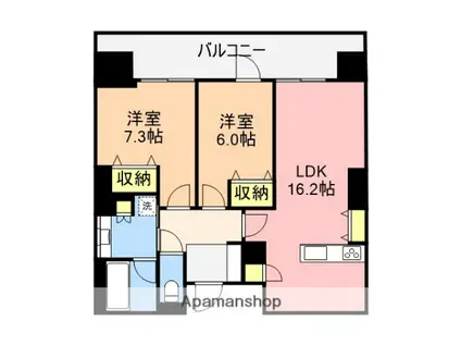 ザ・プレミア新潟駅万代(2LDK/11階)の間取り写真