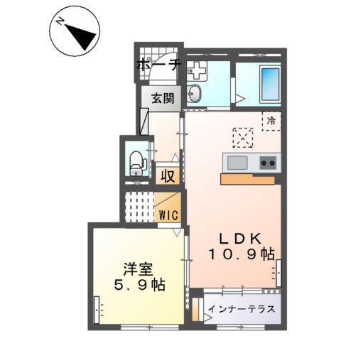 ボヌール・ハルル(1LDK/1階)の間取り写真