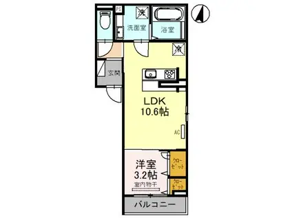 オルレアン(1LDK/2階)の間取り写真