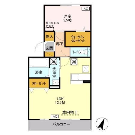 セイチ上近江 B(1LDK/1階)の間取り写真