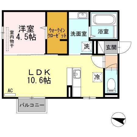 アメニティタウンⅡ(1LDK/2階)の間取り写真