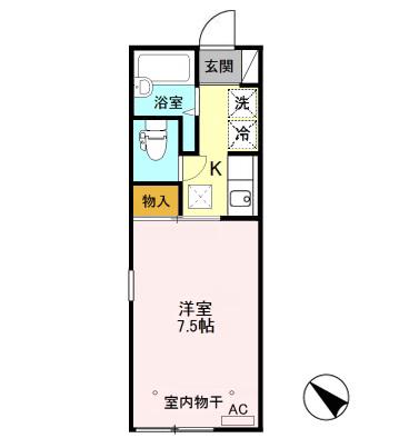 ビオラセア(1K/1階)の間取り写真