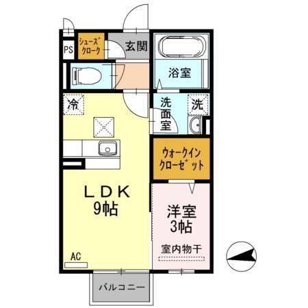 DEAR ROOMサチ(1LDK/1階)の間取り写真