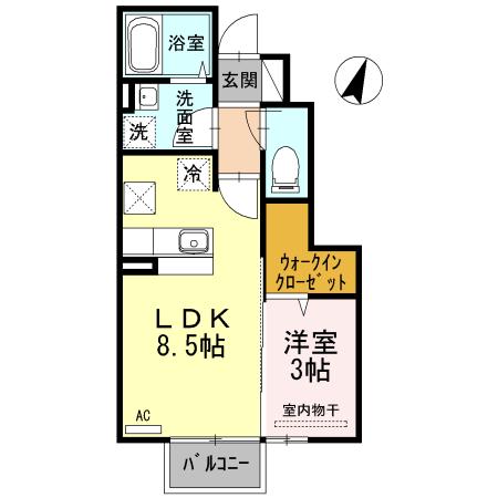 グランディット(1LDK/1階)の間取り写真