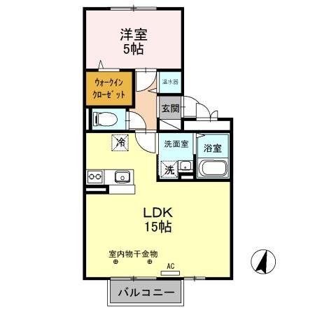 ハーベシアス A/B(1LDK/2階)の間取り写真