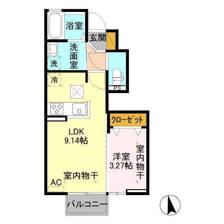 アルブル・カメリア Ⅱ(1LDK/1階)の間取り写真