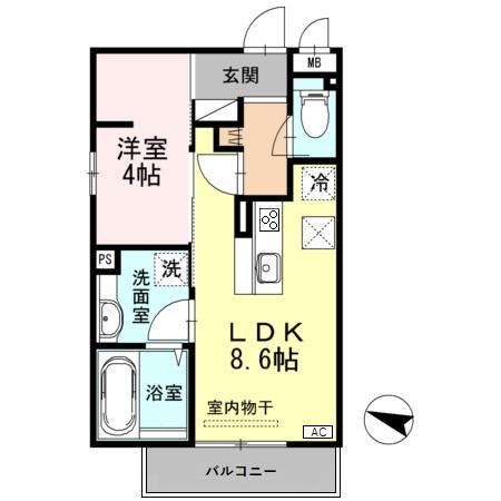 フレッサ A(1LDK/1階)の間取り写真