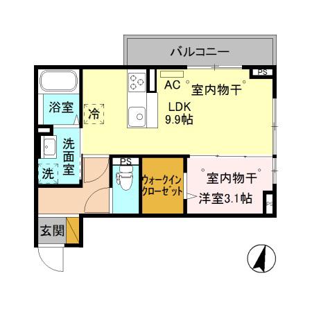 メゾン ラフィーネⅡ(1LDK/2階)の間取り写真