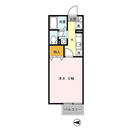 グリーンヒルズ向陽(1K/1階)の間取り写真