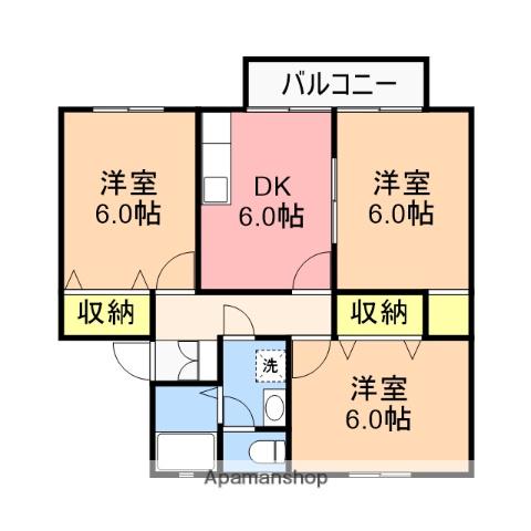 ウエストフェリアA(3DK/1階)の間取り写真