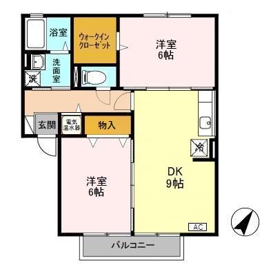 ヴィータ(2DK/2階)の間取り写真