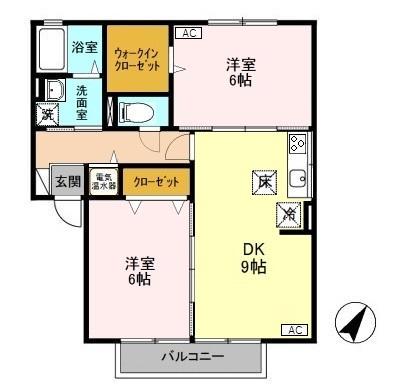 ヴィータ(2DK/1階)の間取り写真