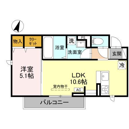CLASSEUM幸西III(1LDK/2階)の間取り写真